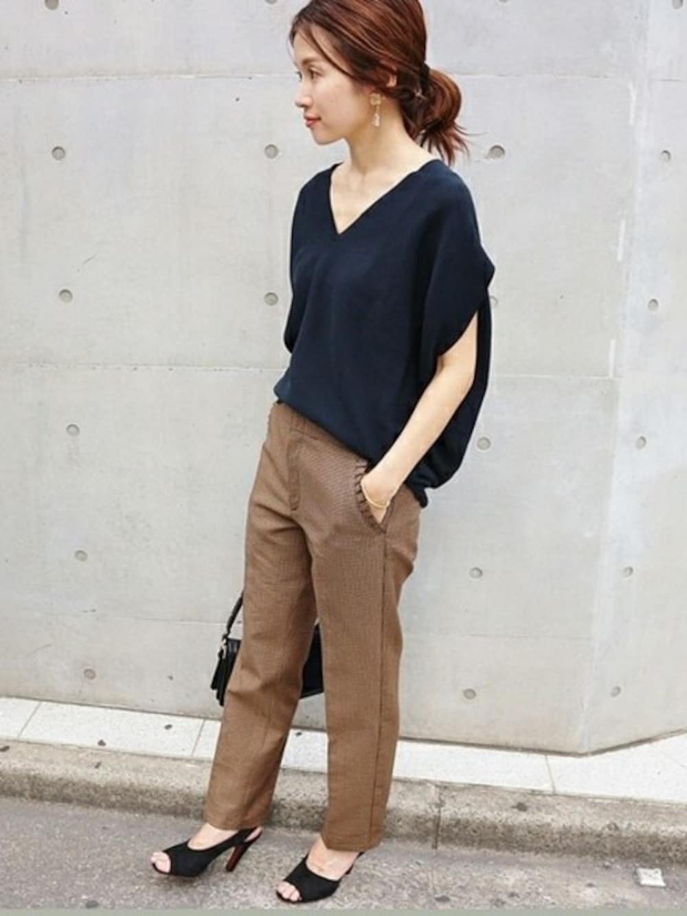 2017AW！コットンストレッチ コクーンVネック袖付きプルオーバー IENA  