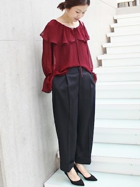 「カラーブラウス」｜Suzyさん（レディース・159cm）の秋コーディネート