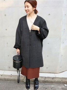 「リバーシブルコート」｜Suzyさん（レディース・159cm）の秋コーディネート