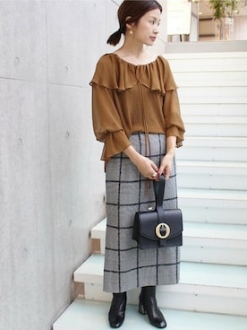 「IENA（イエナ）のアイテム（バッグ）」を使った、Suzyさん（レディース・159cm）の秋コーディネート