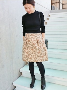 「ジャガードスカート」｜Suzyさん（レディース・159cm）の秋コーディネート