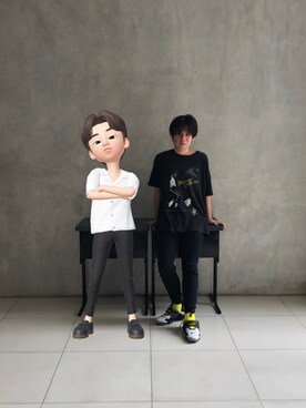 「VINTAGE（ヴィンテージ）のアイテム（Tシャツ/カットソー、ブラック系）」を使った、hitmanbamさん（メンズ・173cm）の秋コーディネート