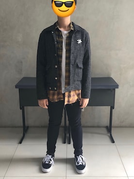 「アイテム（ブローチ/コサージュ）」を使った、hitmanbamさん（メンズ・173cm）の冬コーディネート