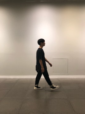 「VINTAGE（ヴィンテージ）のアイテム（Tシャツ/カットソー、ブラック系）」を使った、hitmanbamさん（メンズ・173cm）の冬コーディネート