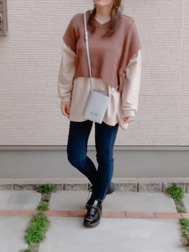 「reca（レカ）のゆったりラフな着心地◆超ビッグシルエットカットソー（Tシャツ/カットソー）」を使った、hitomihさん（レディース・171cm）の春コーディネート