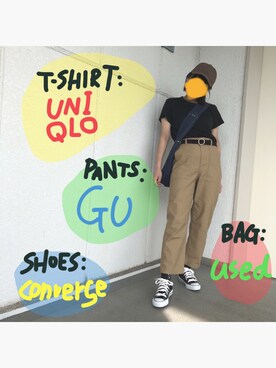 「CONVERSE（コンバース）のアイテム（スニーカー、ブラック系）」を使った、emiさん（レディース）の春コーディネート