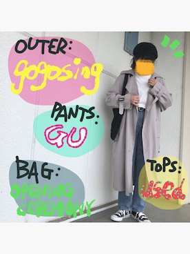 「GOGOSING（ゴゴシング）のアイテム（トレンチコート）」を使った、emiさん（レディース・158cm）の春コーディネート