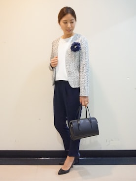 「BEAMS」｜「アイテム（ボストンバッグ）」を使った、mitsukoさん（レディース・160cm）の冬コーディネート