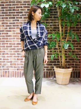 「襟抜きシャツ」｜mitsukoさん（レディース・160cm）の春コーディネート