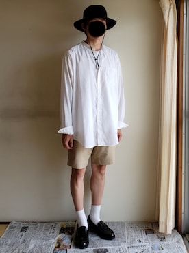 「HANES（ヘインズ）の【OUTLET STORE PRICE】【Hanes/ヘインズ】ジャパンフィット JAPAN FIT 【2枚組】クルーネックTシャツ（Tシャツ/カットソー）」を使った、Yuukiさん（メンズ・169cm）の夏コーディネート