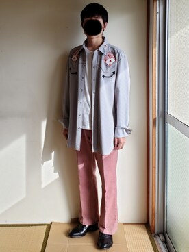 「HANES（ヘインズ）の【OUTLET STORE PRICE】【Hanes/ヘインズ】ジャパンフィット JAPAN FIT 【2枚組】クルーネックTシャツ（Tシャツ/カットソー）」を使った、Yuukiさん（メンズ・169cm）の秋コーディネート