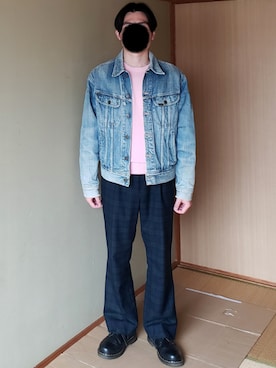 「ブラックウォッチ」｜「アイテム（デニムジャケット）」を使った、Yuukiさん（メンズ・169cm）の春コーディネート