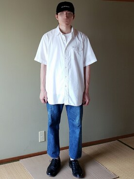 「HANES（ヘインズ）の【OUTLET STORE PRICE】【Hanes/ヘインズ】ジャパンフィット JAPAN FIT 【2枚組】クルーネックTシャツ（Tシャツ/カットソー）」を使った、Yuukiさん（メンズ・169cm）の夏コーディネート