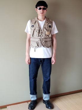 「HANES（ヘインズ）の【OUTLET STORE PRICE】【Hanes/ヘインズ】ジャパンフィット JAPAN FIT 【2枚組】クルーネックTシャツ（Tシャツ/カットソー）」を使った、Yuukiさん（メンズ・169cm）の夏コーディネート