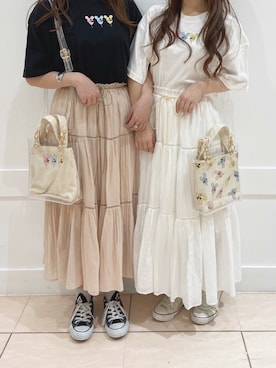 「one after another NICE CLAUP（ワンアフターアナザーナイスクラップ）のアイテム（スカート）」を使った、ayakaさん（レディース・150cm）の夏コーディネート