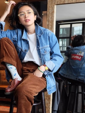 「Paraboot」｜「アイテム（デニムジャケット）」を使った、audreyさん（レディース・158cm）の春コーディネート
