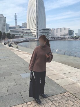 「ブラウンニット」｜「アイテム（バッグ）」を使った、Lunaさん（レディース・152cm）の春コーディネート