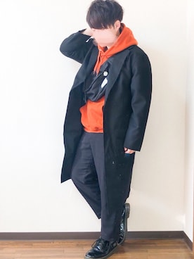 「シンプルおしゃれが好き」｜「アイテム（チェスターコート）」を使った、 そら。さん（メンズ・165cm）の秋コーディネート