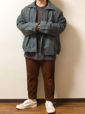 「unrelaxing（アンリラクシング）のアイテム（ブルゾン）」を使った、 そら。さん（メンズ・165cm）の秋コーディネート