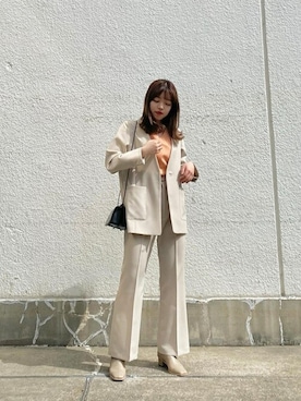「コーディネート」｜「アイテム（ノーカラージャケット）」を使った、Akane lrlife0628さん（レディース・166cm）の春コーディネート
