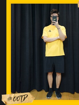 「NIKE SPORTSWEAR（ナイキスポーツウェアー）のアイテム（ブラック系）」を使った、Double-喜さん（メンズ・186cm）の夏コーディネート