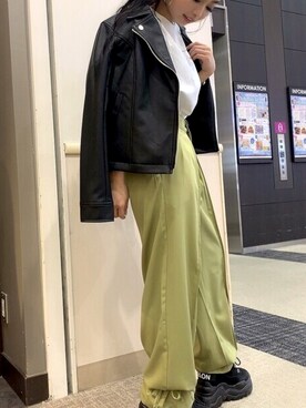 「SpRay（スプレイ）のアイテム（ライダースジャケット）」を使った、sprayzozoさん（レディース・151cm）の春コーディネート