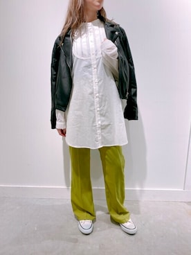 「SpRay（スプレイ）のアイテム（ライダースジャケット）」を使った、sprayzozoさん（レディース・157cm）の春コーディネート