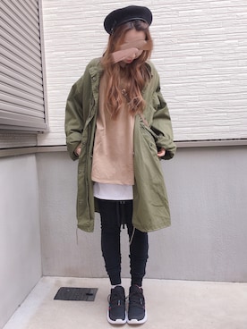 「dholic」｜「アイテム（モッズコート）」を使った、𝓡𝓲.さん（レディース・163cm）の春コーディネート
