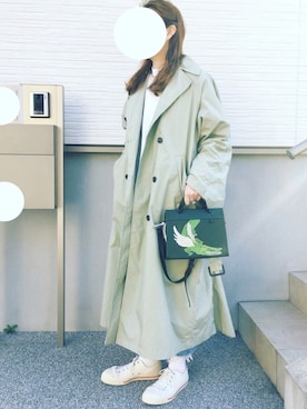 「CLANE（クラネ）のアイテム（トレンチコート）」を使った、𝓡𝓲.さん（レディース・163cm）の春コーディネート