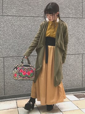 「刺繍」｜「アイテム（ブーティ）」を使った、mihoさん（レディース・153cm）の春コーディネート