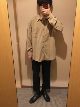 「Re:make（リメイク）のアイテム（スラックス）」を使った、NaRiさん（メンズ・172cm）の春コーディネート