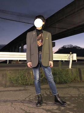 「MYne（マイン）のアイテム（バッグ）」を使った、NaRiさん（メンズ・172cm）の冬コーディネート