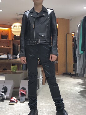 「JOHN LAWRENCE SULLIVAN（ジョンローレンスサリバン）のアイテム（ライダースジャケット）」を使った、NaRiさん（メンズ・173cm）の夏コーディネート