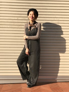「LAYMEE（レイミー）のアイテム（つなぎ/オールインワン）」を使った、【Muel Chic】中村沙織さん（レディース・162cm）の春コーディネート