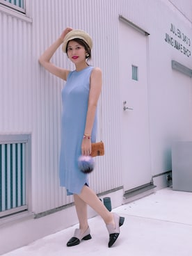 「アイテム（チャーム、パープル系）」を使った、【Muel Chic】中村沙織さん（レディース・162cm）の夏コーディネート