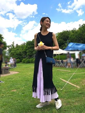 「BBQ」｜「アイテム（PC・スマホグッズ/家電）」を使った、【Muel Chic】中村沙織さん（レディース・162cm）の夏コーディネート