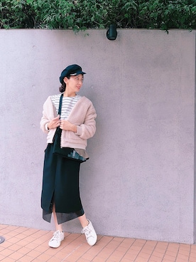 「アイテム（MA-1、ホワイト系）」を使った、【Muel Chic】中村沙織さん（レディース・162cm）の秋コーディネート