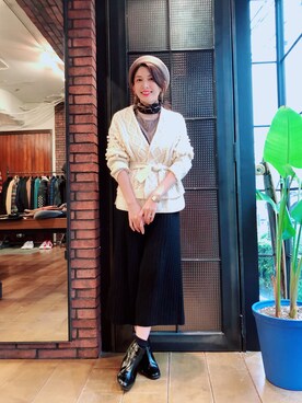 「glamb（グラム）のアイテム（ハンチング/ベレー帽）」を使った、【Muel Chic】中村沙織さん（レディース・162cm）の秋コーディネート