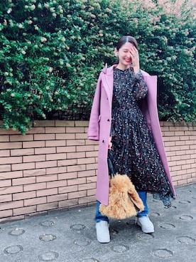 「アイテム（ダッフルコート、パープル系）」を使った、【Muel Chic】中村沙織さん（レディース・162cm）の秋コーディネート