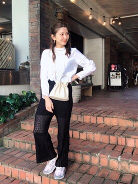 「LAYMEE（レイミー）のアイテム（パンツ）」を使った、【Muel Chic】中村沙織さん（レディース・162cm）の春コーディネート