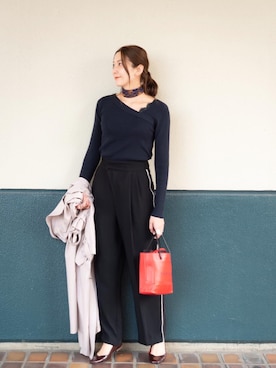 「アイテム（チョーカー、イエロー系）」を使った、【Muel Chic】中村沙織さん（レディース・162cm）の春コーディネート