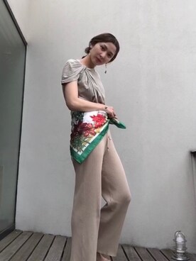 「LAYMEE（レイミー）のアイテム（パンツ）」を使った、【Muel Chic】中村沙織さん（レディース・162cm）の春コーディネート
