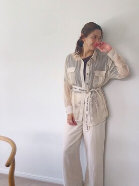 「LAYMEE（レイミー）のアイテム（パンツ）」を使った、【Muel Chic】中村沙織さん（レディース・162cm）の春コーディネート