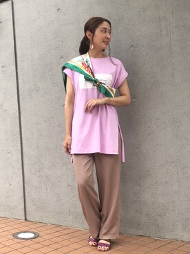「LAYMEE（レイミー）のアイテム（パンツ）」を使った、【Muel Chic】中村沙織さん（レディース・162cm）の夏コーディネート