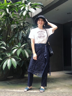 「LAYMEE（レイミー）のアイテム（パンツ）」を使った、【Muel Chic】中村沙織さん（レディース・162cm）の夏コーディネート