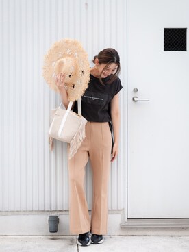「LAYMEE（レイミー）のアイテム（パンツ）」を使った、【Muel Chic】中村沙織さん（レディース・162cm）の夏コーディネート