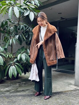 「LAYMEE（レイミー）のアイテム（パンツ）」を使った、【Muel Chic】中村沙織さん（レディース・162cm）の冬コーディネート