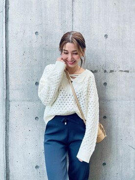 「LAYMEE（レイミー）のアイテム（パンツ）」を使った、【Muel Chic】中村沙織さん（レディース・162cm）の冬コーディネート