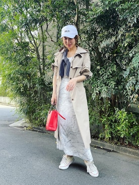 「アイテム（レインコート/ポンチョ）」を使った、【Muel Chic】中村沙織さん（レディース・162cm）の春コーディネート
