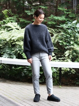 「ムートン」｜「アイテム（スリッポン）」を使った、sunaさん（レディース・160cm）の秋コーディネート